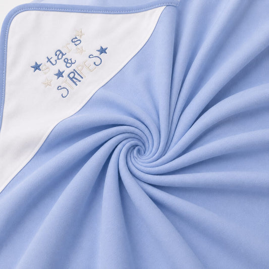 Stars & Stripes Baby Wrapping Sheet – Soft Cotton Receiving Blanket (Sky Blue)