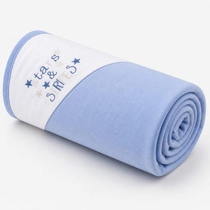 Stars & Stripes Baby Wrapping Sheet – Soft Cotton Receiving Blanket (Sky Blue)