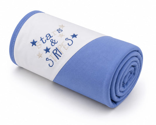 Stars & Stripes Baby Wrapping Sheet – Soft Cotton Receiving Blanket (Blue)