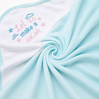 Let Us Make a Wish Baby Wrapping Sheet – Soft Cotton Receiving Blanket (Baby Teal)