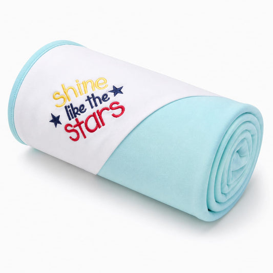 Shine Like the Stars Baby Wrapping Sheet – Soft Cotton Receiving Blanket (Baby Teal)