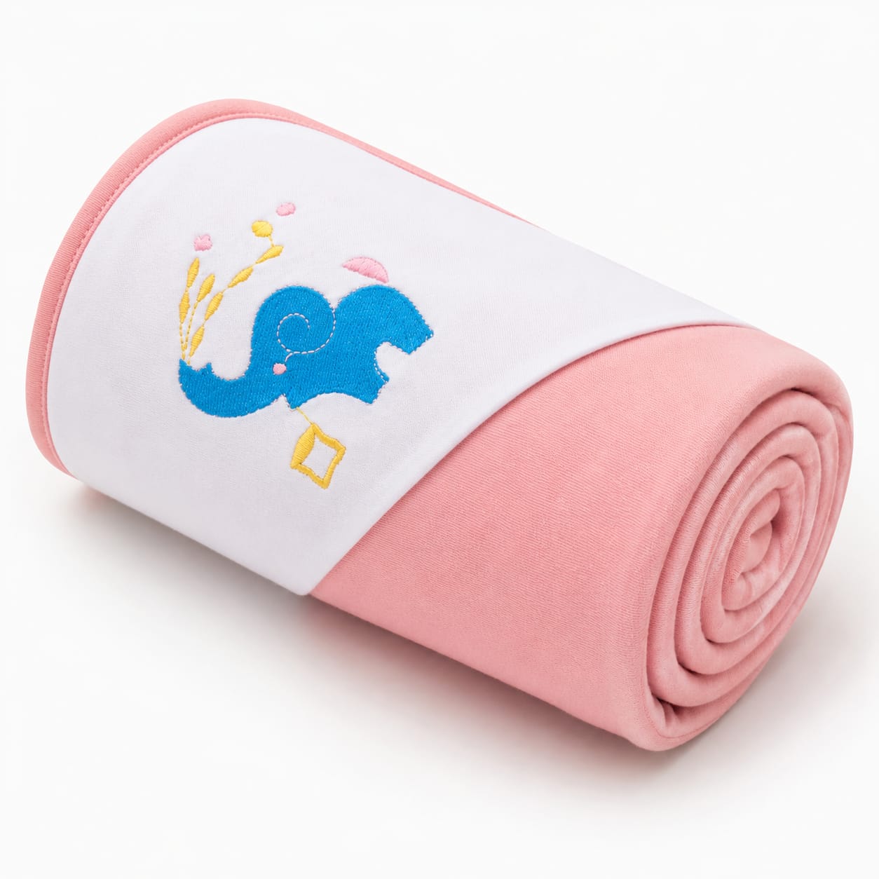 Elephant Baby Wrapping Sheet – Soft Cotton Receiving Blanket (Baby Peach)