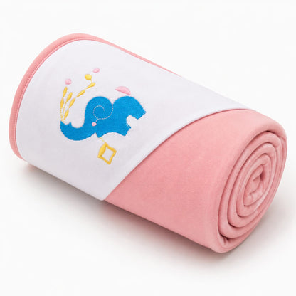 Elephant Baby Wrapping Sheet – Soft Cotton Receiving Blanket (Baby Peach)