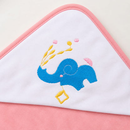 Elephant Baby Wrapping Sheet – Soft Cotton Receiving Blanket (Baby Peach)