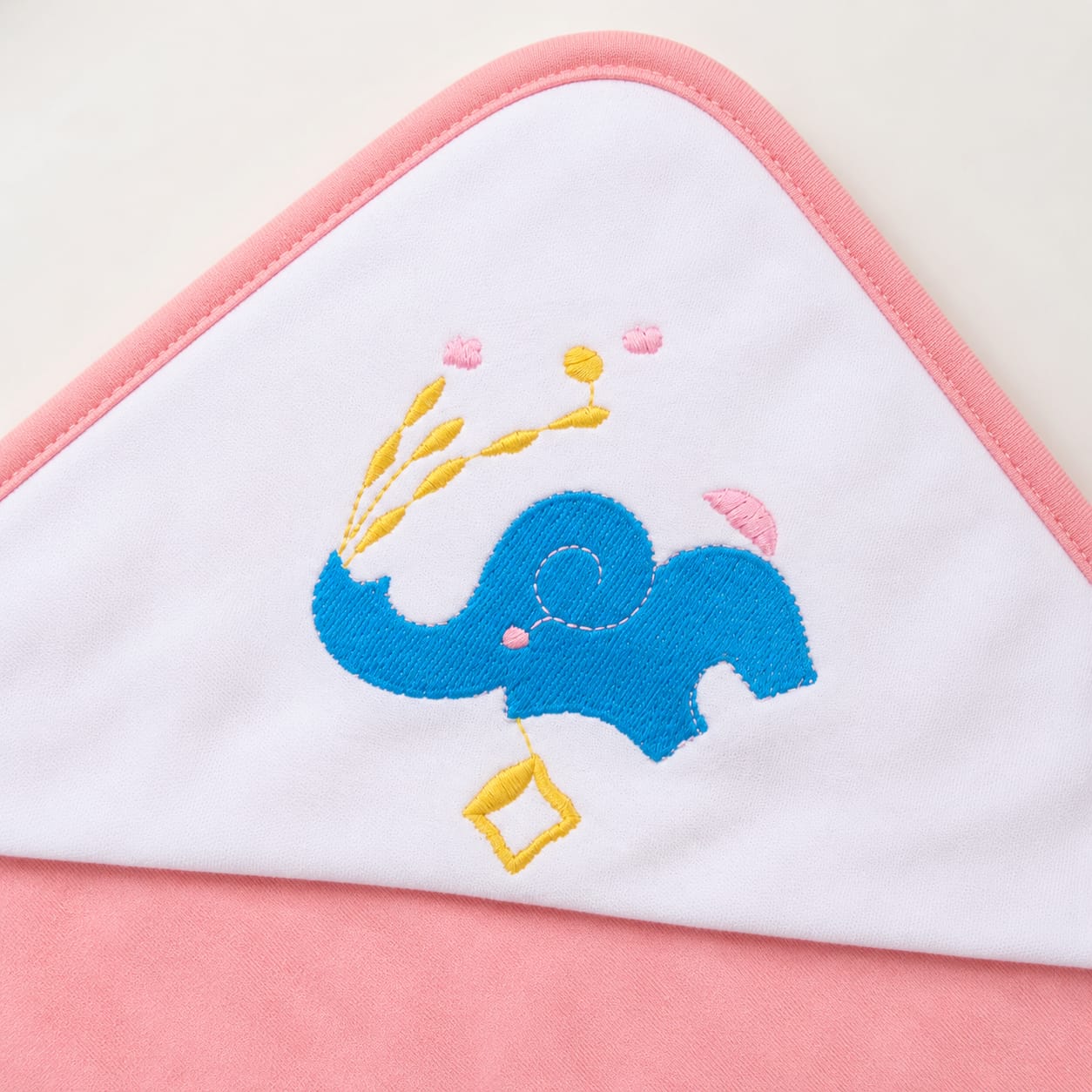 Elephant Baby Wrapping Sheet – Soft Cotton Receiving Blanket (Baby Peach)