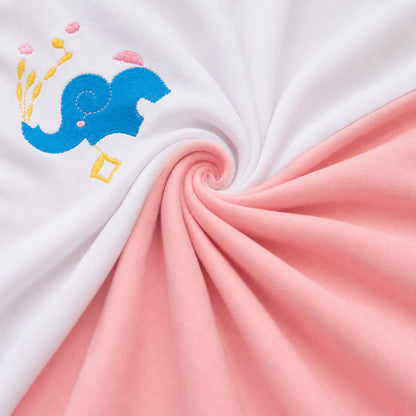 Elephant Baby Wrapping Sheet – Soft Cotton Receiving Blanket (Baby Peach)