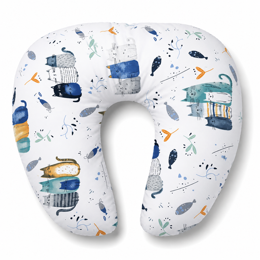 Playful Cat Print Baby U-Shaped Feeding Pillow