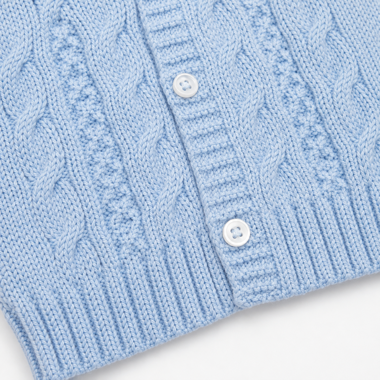 Powder Blue Cable Knit Button Vest for Kids