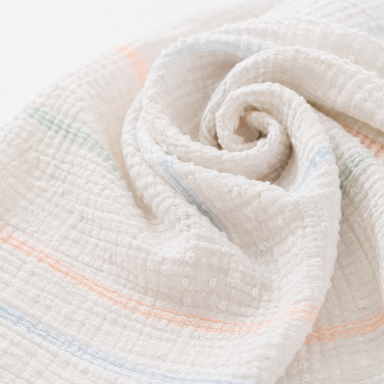 Waffle Knit Baby Muslin Wrapping Blanket – Pastel Stripe
