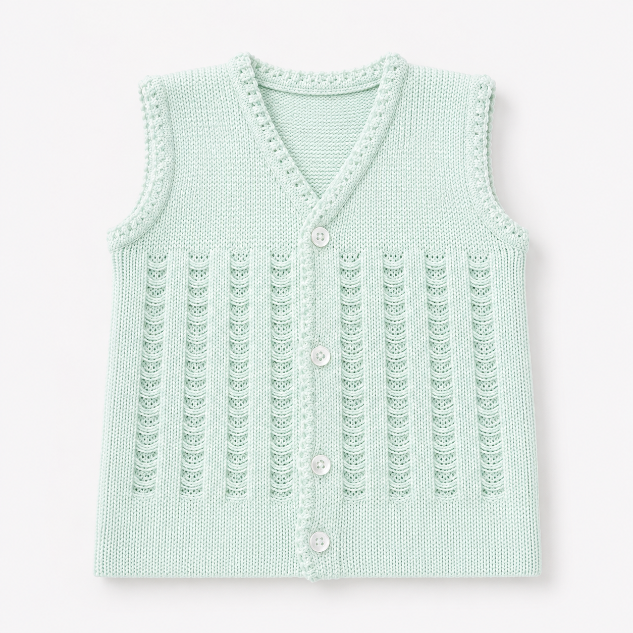 Textured Baby Woolen Vest – Mint Green