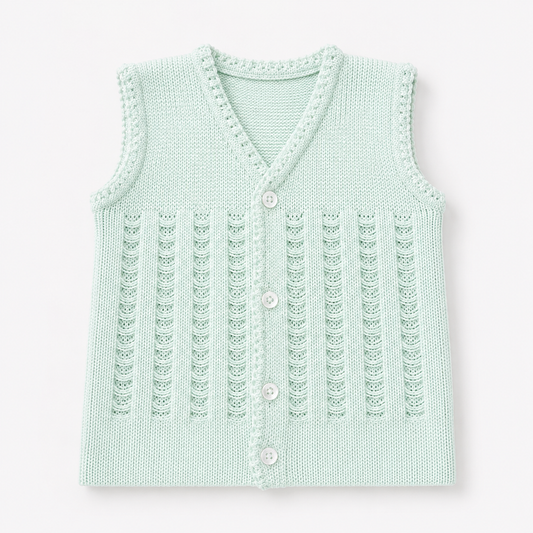 Textured Baby Woolen Vest – Mint Green