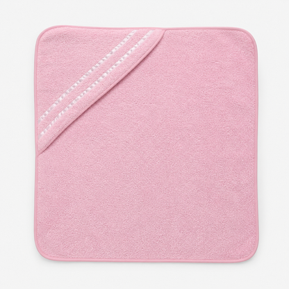 Soft Pink Hooded Baby Bath Towel – 30 × 29 Inches