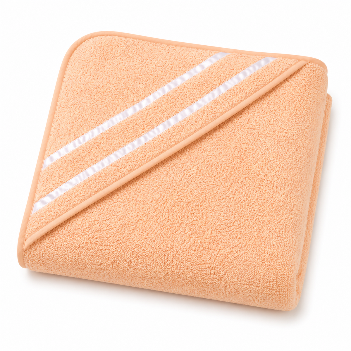 Soft Peach Hooded Baby Bath Towel – 30 × 29 Inches