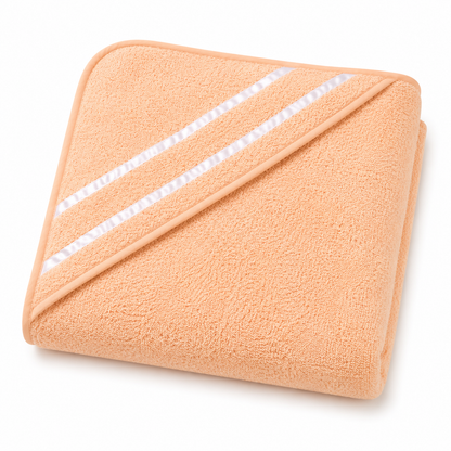 Soft Peach Hooded Baby Bath Towel – 30 × 29 Inches