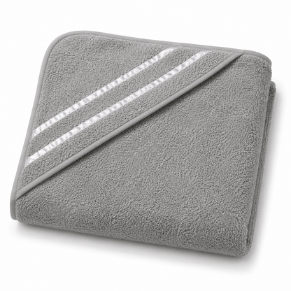 Soft Grey Hooded Baby Bath Towel – 30 × 29 Inches
