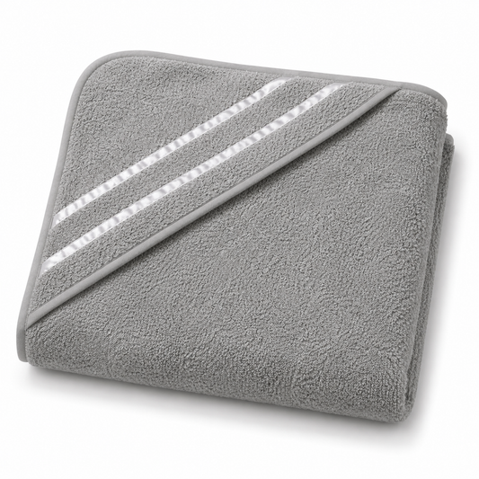 Soft Grey Hooded Baby Bath Towel – 30 × 29 Inches