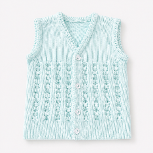 Baby Woolen Knit Vest – Mint blue
