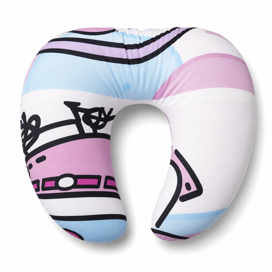 Pastel Bicycle Print Baby U-Shaped Feeding Pillow