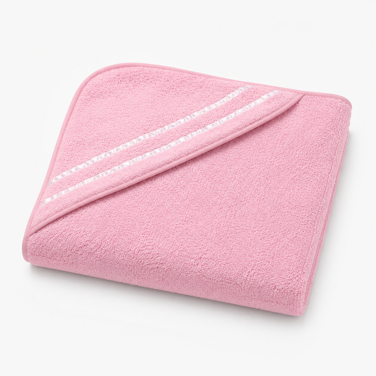 Soft Pink Hooded Baby Bath Towel – 30 × 29 Inches
