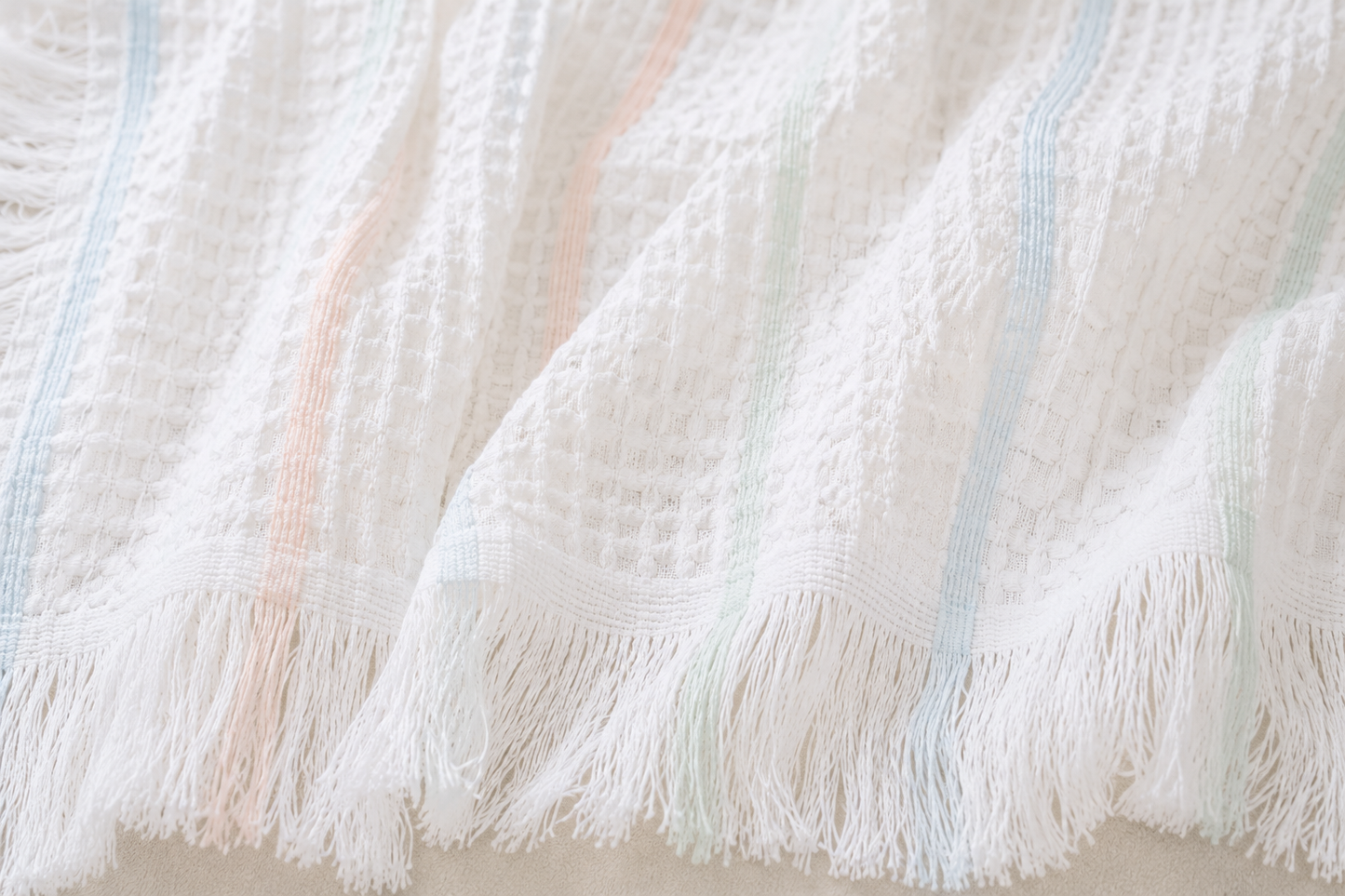Waffle Knit Baby Muslin Wrapping Blanket – Pastel Stripe