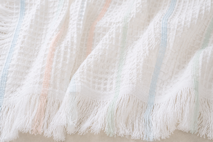 Waffle Knit Baby Muslin Wrapping Blanket – Pastel Stripe