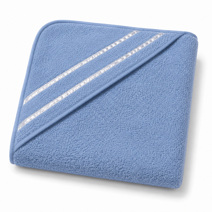 Dusty Blue Hooded Baby Bath Towel – 30 × 29 Inches