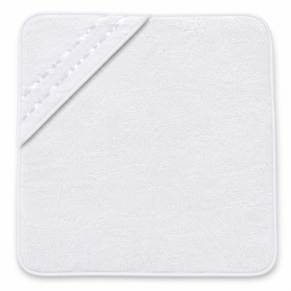 Classic White Hooded Baby Bath Towel – 30 × 29 Inches