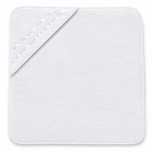 Classic White Hooded Baby Bath Towel – 30 × 29 Inches