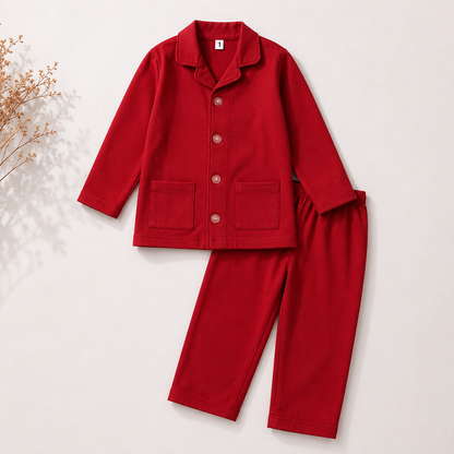 Premium Soft Cotton Night Suit – Red