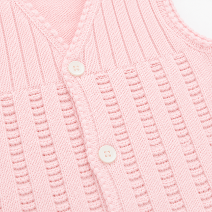 Baby Pink Knitted Button Vest for Kids