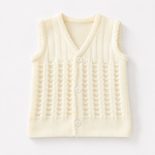 Baby Woolen Knit Vest – Ivory