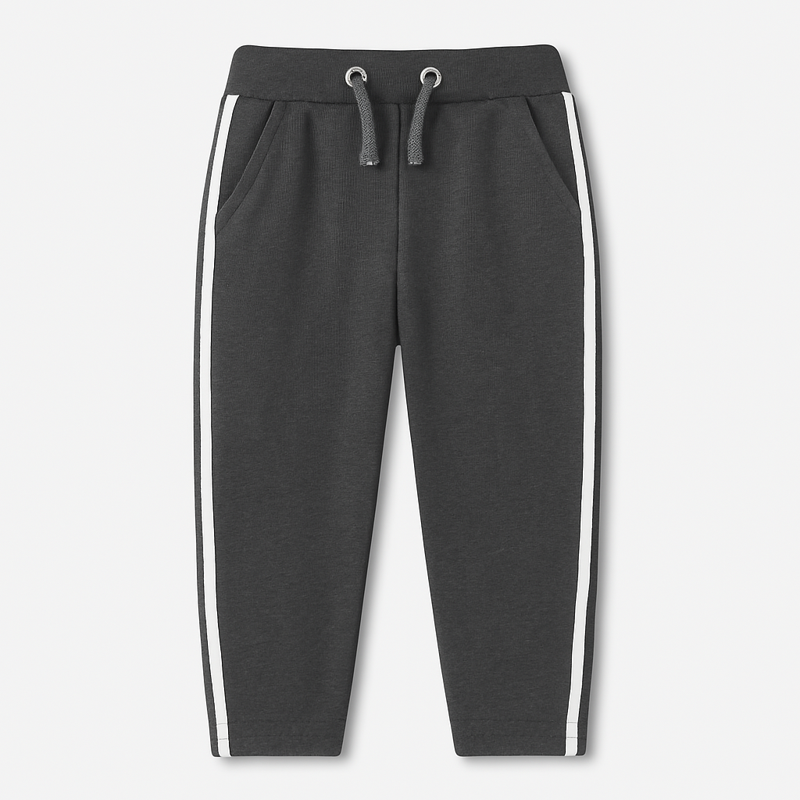 Kids Charcoal Trousers with White Stripes – Cool & Casual