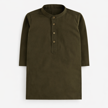 Khaki Green Boys' Kurta