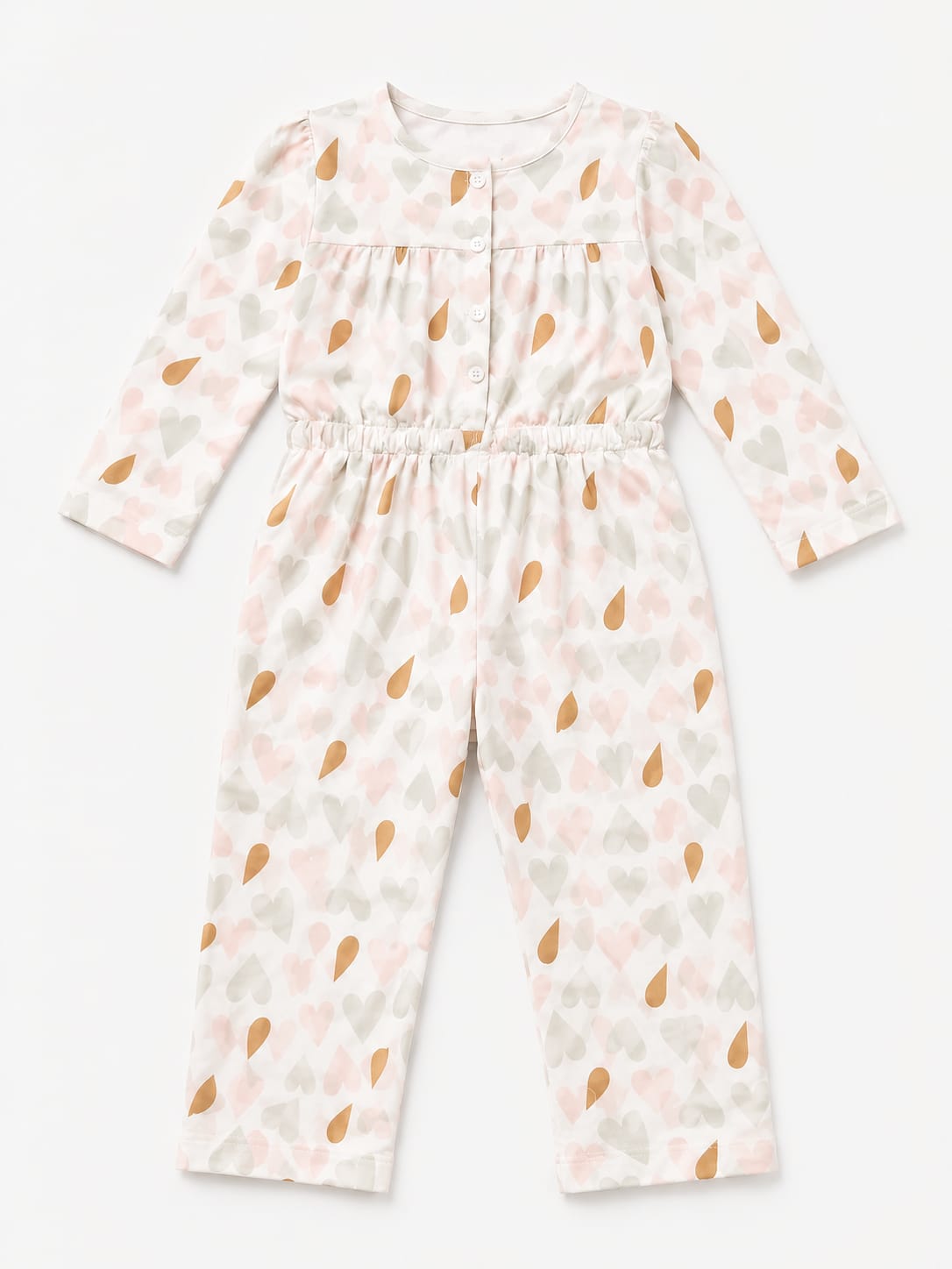 Hearts Kids Cotton Long Sleeve Jumpsuit