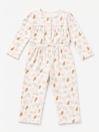 Hearts Kids Cotton Long Sleeve Jumpsuit