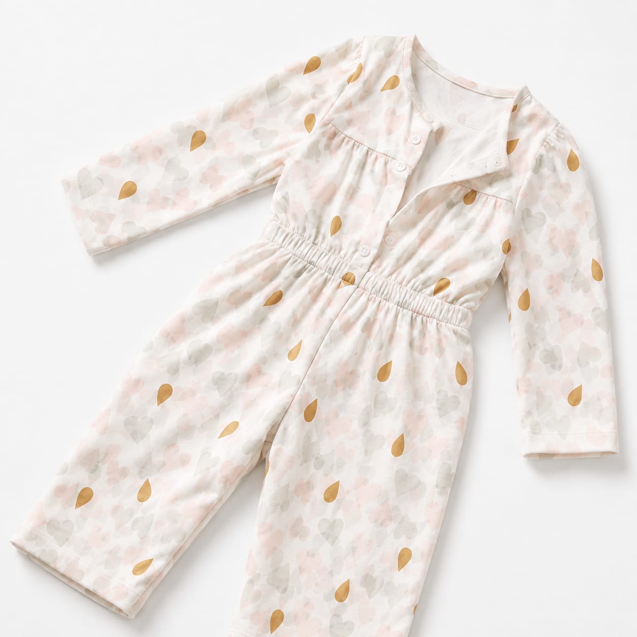 Hearts Kids Cotton Long Sleeve Jumpsuit