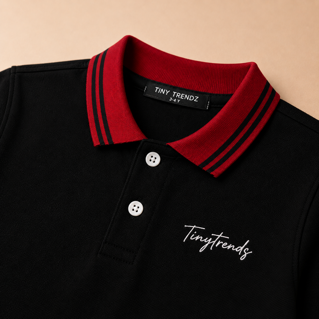 TinyTrendz Black Contrast Polo Tee