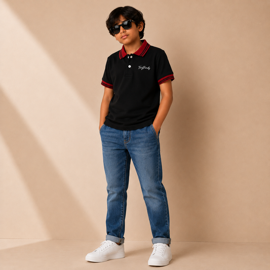 TinyTrendz Black Contrast Polo Tee