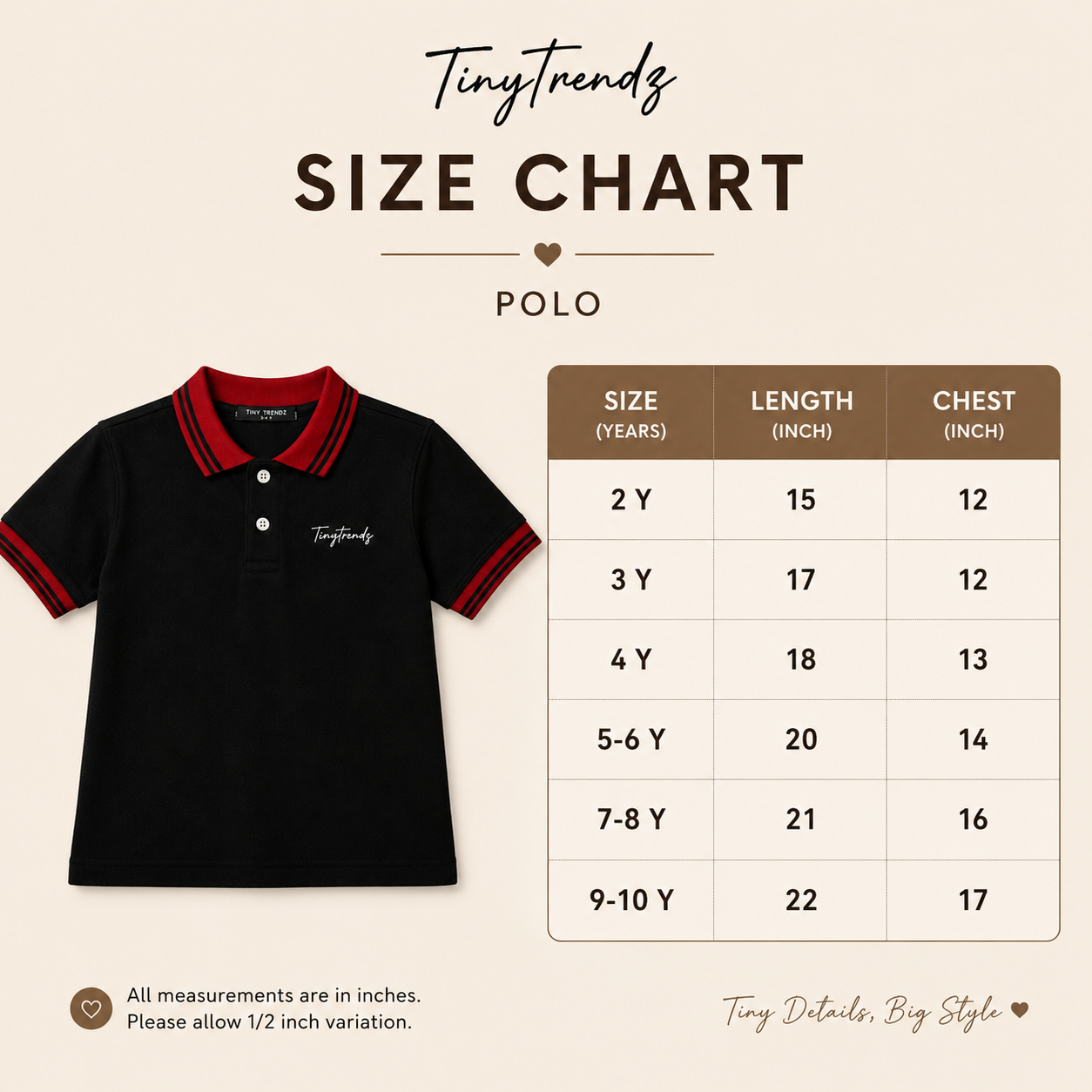 TinyTrendz Red Crimson Classic Polo Tee