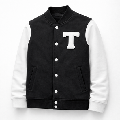 TinyTrendz Signature Varsity Jacket – Black & White
