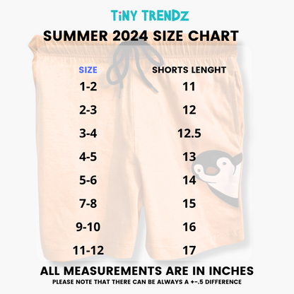 Kids Cotton Shorts Peek-a-Boo Penguin (Mustard yellow)