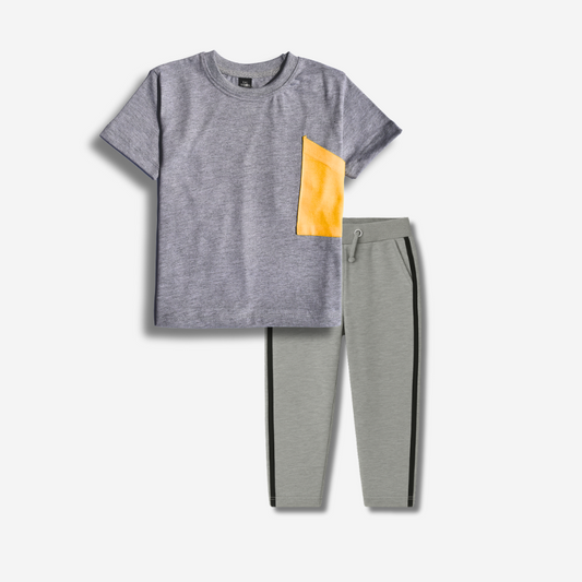 Gray Pocket T-Shirt Combo (Tee+Trouser)